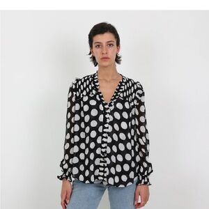Diane Von Furstenberg Polka Dot Top Blouse